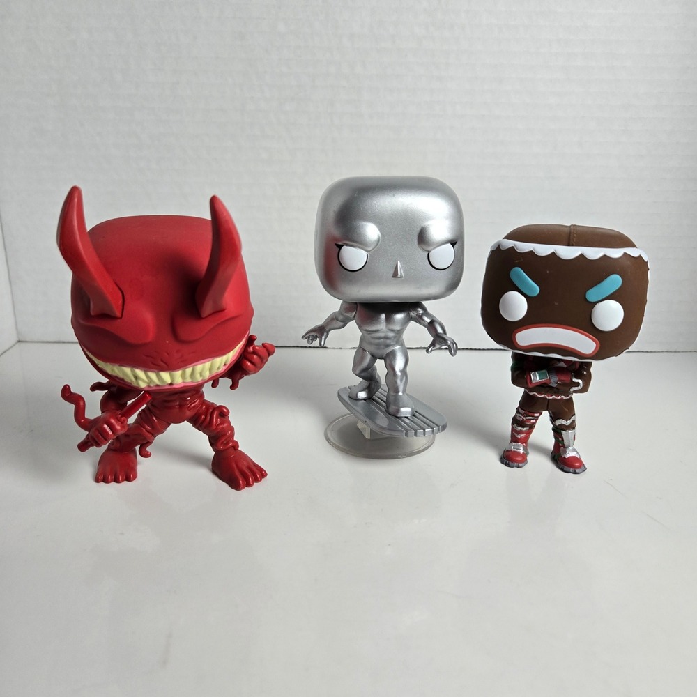 Lot of 3 Funko Pops Loose Merry Marauder Silver Surfer Venom Daredevil Fortnite